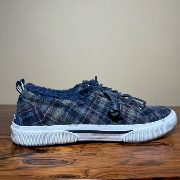 Sperry Pier Wave LTT Teddy Wool Boat Shoes in navy multi size 7 - Picture 8 of 15